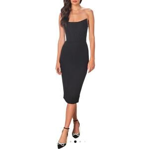 Dress the Population Black Strapless Midi Dress